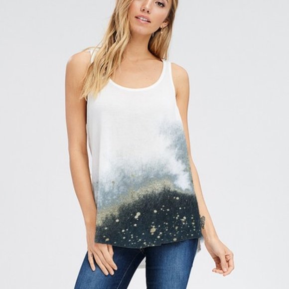 Racerback Tank with Gold Paint Splatter - Picture 3 of 4